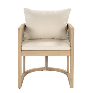 English Elm Outdoor Acacia Wood Dining Chair Teak Finish Rope Accents Cushion Patio Seating N772P395549L