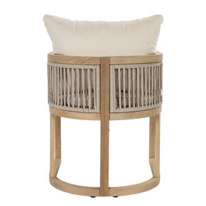 English Elm Outdoor Acacia Wood Dining Chair Teak Finish Rope Accents Cushion Patio Seating N772P395549L