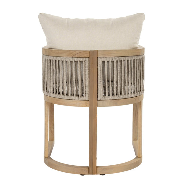 English Elm Outdoor Acacia Wood Dining Chair Teak Finish Rope Accents Cushion Patio Seating N772P395549L