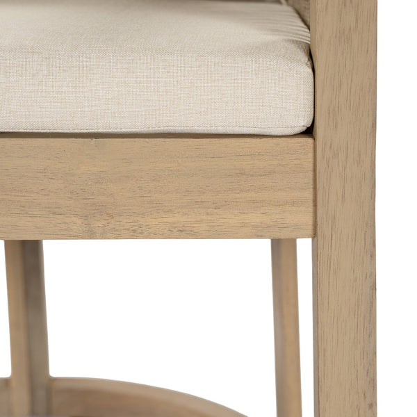 English Elm Outdoor Acacia Wood Dining Chair Teak Finish Rope Accents Cushion Patio Seating N772P395549L