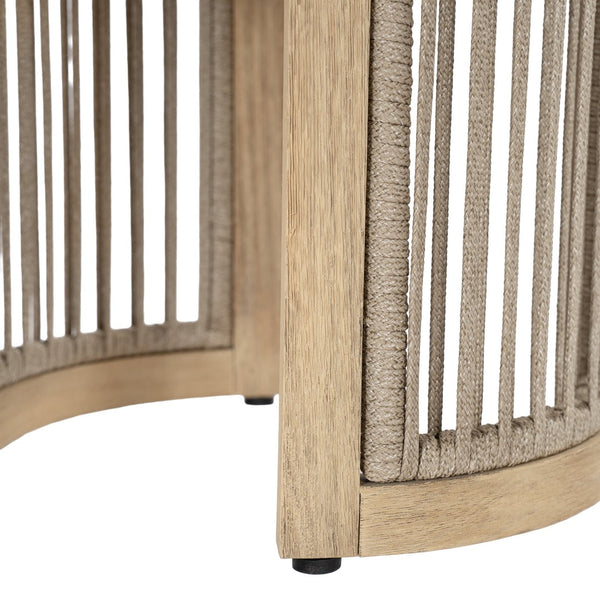 English Elm Outdoor Acacia Wood Round Accent Table with Woven Rope Shelf for Patio or Sunroom N772P395550L