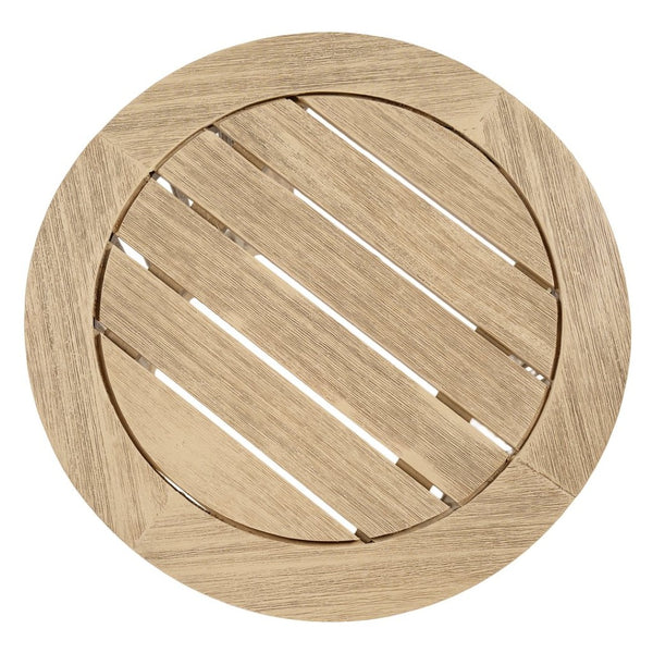 English Elm Outdoor Acacia Wood Round Accent Table with Woven Rope Shelf for Patio or Sunroom N772P395550L