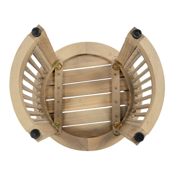 English Elm Outdoor Acacia Wood Round Accent Table with Woven Rope Shelf for Patio or Sunroom N772P395550L