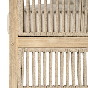 English Elm Outdoor Acacia Wood Sofa with Rope Weave Detail and Cushions for Patio or Deck N772P395551L