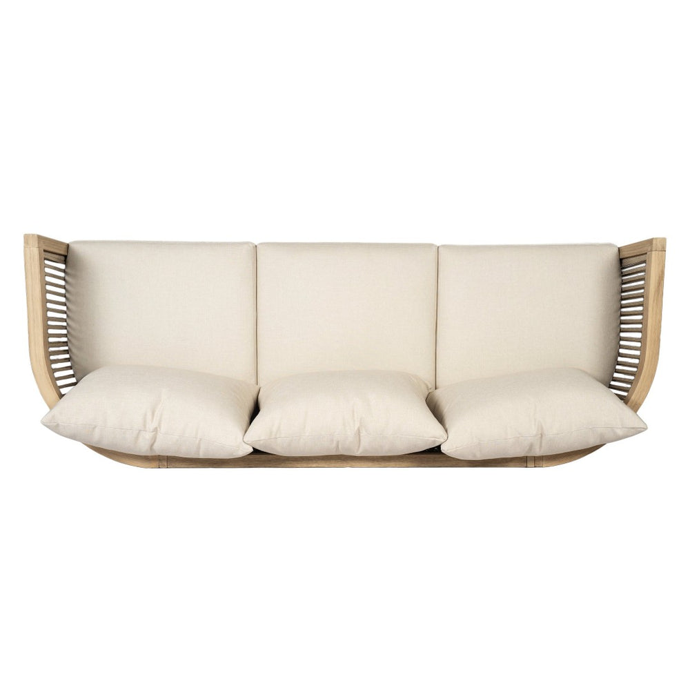English Elm Outdoor Acacia Wood Sofa with Rope Weave Detail and Cushions for Patio or Deck N772P395551L