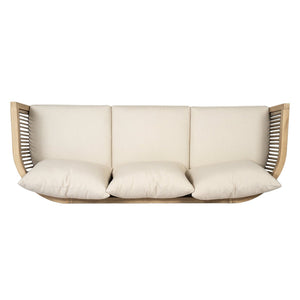 English Elm Outdoor Acacia Wood Sofa with Rope Weave Detail and Cushions for Patio or Deck N772P395551L