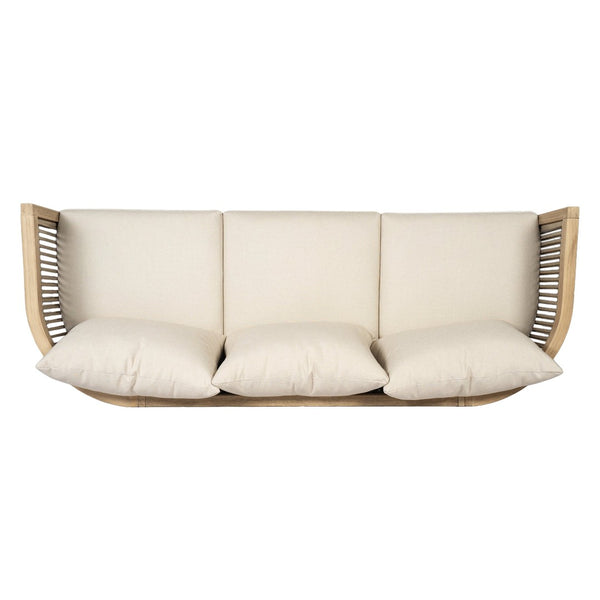 English Elm Outdoor Acacia Wood Sofa with Rope Weave Detail and Cushions for Patio or Deck N772P395551L