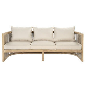 English Elm Outdoor Acacia Wood Sofa with Rope Weave Detail and Cushions for Patio or Deck N772P395551L