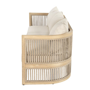 English Elm Outdoor Acacia Wood Sofa with Rope Weave Detail and Cushions for Patio or Deck N772P395551L