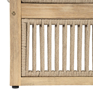 English Elm Outdoor Acacia Wood Sofa with Rope Weave Detail and Cushions for Patio or Deck N772P395551L