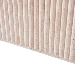 English Elm Mgo Fluted Travertine Effect Side Table Handcrafted Cylindrical Accent for Patio or Living Room N772P406690T