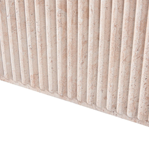 English Elm Mgo Fluted Travertine Effect Side Table Handcrafted Cylindrical Accent for Patio or Living Room N772P406690T