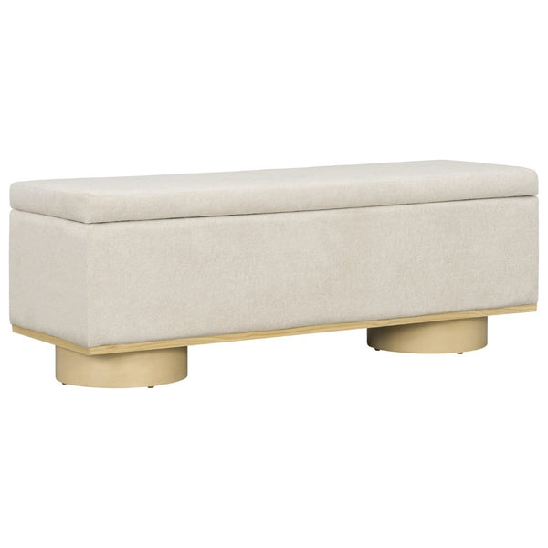 English Elm Modern Boucle Upholstered Storage Bench with Hidden Lift Top for Bedroom Entryway N772P436596A