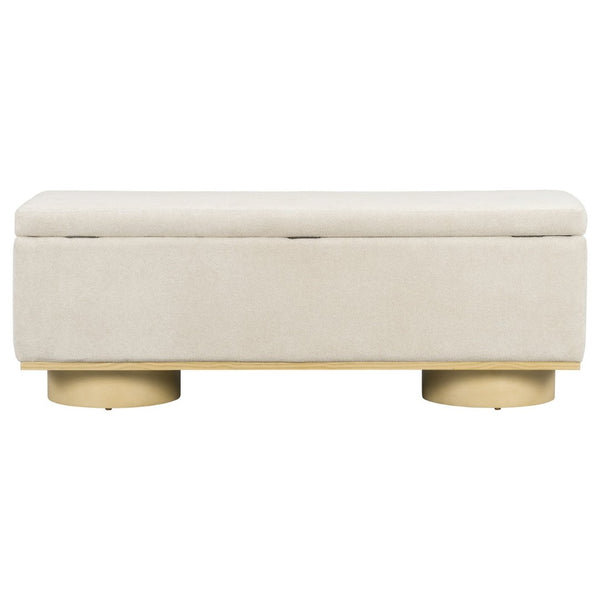 English Elm Modern Boucle Upholstered Storage Bench with Hidden Lift Top for Bedroom Entryway N772P436596A