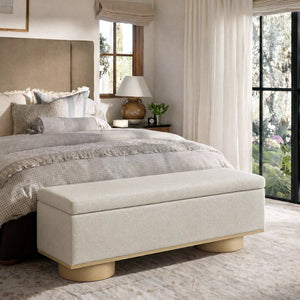 English Elm Modern Boucle Upholstered Storage Bench with Hidden Lift Top for Bedroom Entryway N772P436596A