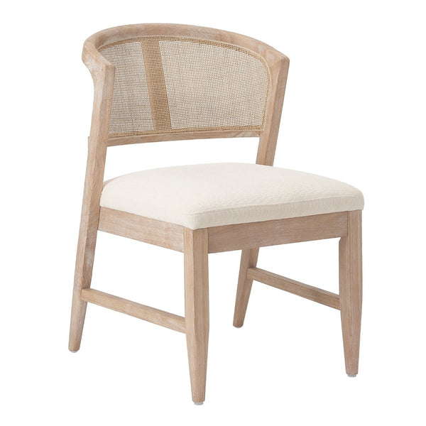 English Elm Modern Handwoven Rattan Back Armless Dining Chair Set Solid Rubberwood Bohemian Natural N772P439624N
