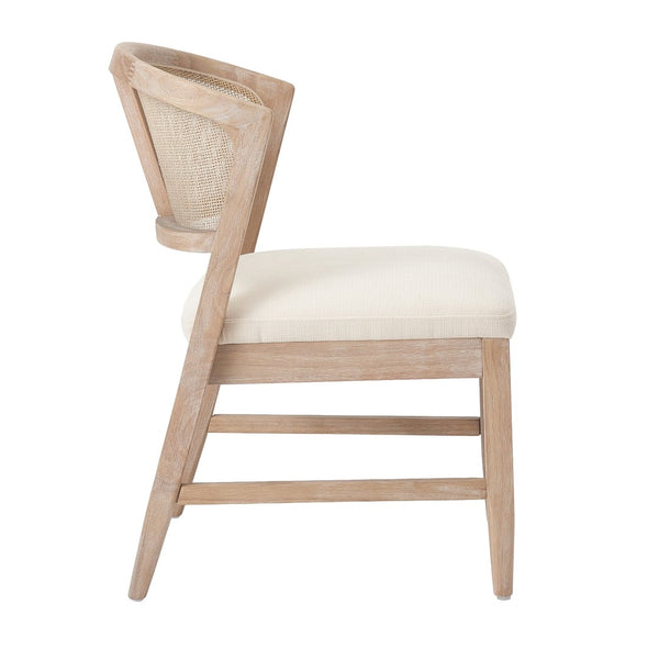 English Elm Modern Handwoven Rattan Back Armless Dining Chair Set Solid Rubberwood Bohemian Natural N772P439624N