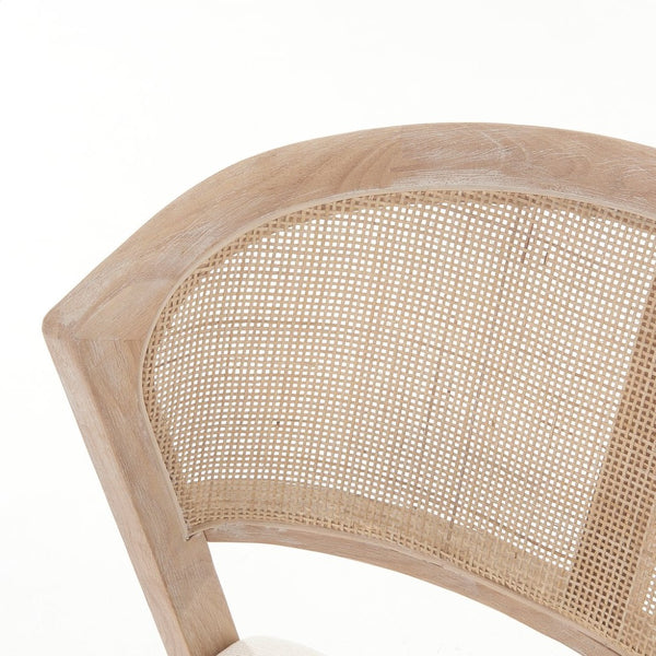 English Elm Modern Handwoven Rattan Back Armless Dining Chair Set Solid Rubberwood Bohemian Natural N772P439624N