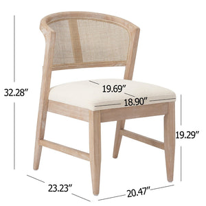 English Elm Modern Handwoven Rattan Back Armless Dining Chair Set Solid Rubberwood Bohemian Natural N772P439624N
