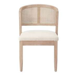 English Elm Modern Handwoven Rattan Back Armless Dining Chair Set Solid Rubberwood Bohemian Natural N772P439624N