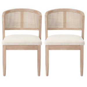 English Elm Modern Handwoven Rattan Back Armless Dining Chair Set Solid Rubberwood Bohemian Natural N772P439624N