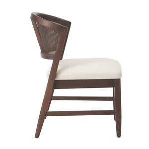 English Elm Modern Handwoven Rattan Back Armless Dining Chair Set Solid Rubberwood Bohemian Walnut N772P439624W