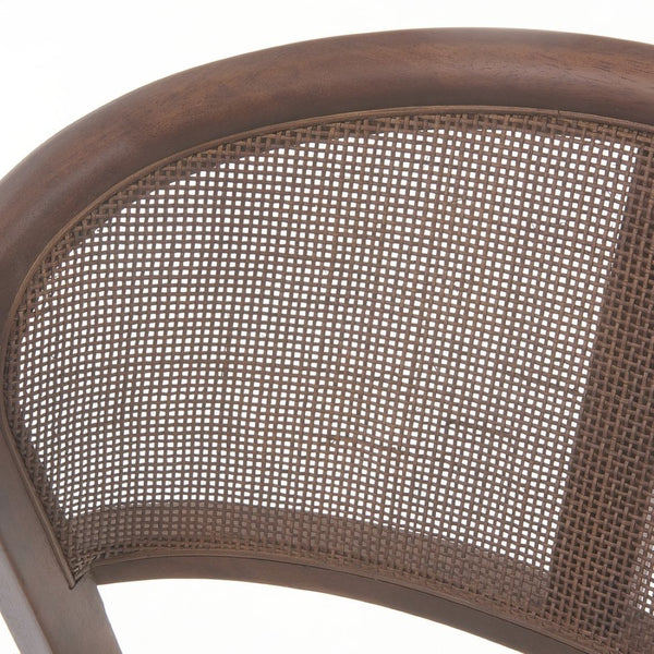 English Elm Modern Handwoven Rattan Back Armless Dining Chair Set Solid Rubberwood Bohemian Walnut N772P439624W