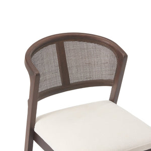 English Elm Modern Handwoven Rattan Back Armless Dining Chair Set Solid Rubberwood Bohemian Walnut N772P439624W