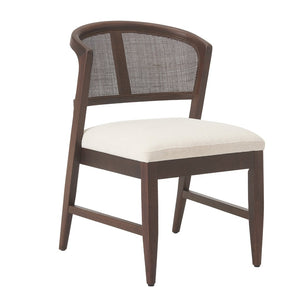 English Elm Modern Handwoven Rattan Back Armless Dining Chair Set Solid Rubberwood Bohemian Walnut N772P439624W
