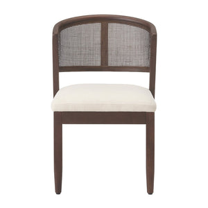 English Elm Modern Handwoven Rattan Back Armless Dining Chair Set Solid Rubberwood Bohemian Walnut N772P439624W