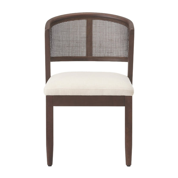 English Elm Modern Handwoven Rattan Back Armless Dining Chair Set Solid Rubberwood Bohemian Walnut N772P439624W