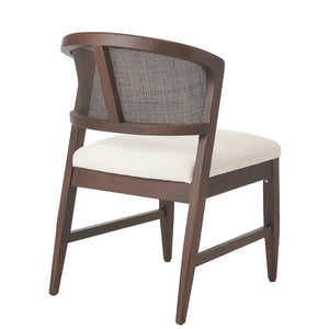 English Elm Modern Handwoven Rattan Back Armless Dining Chair Set Solid Rubberwood Bohemian Walnut N772P439624W