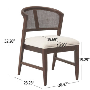 English Elm Modern Handwoven Rattan Back Armless Dining Chair Set Solid Rubberwood Bohemian Walnut N772P439624W