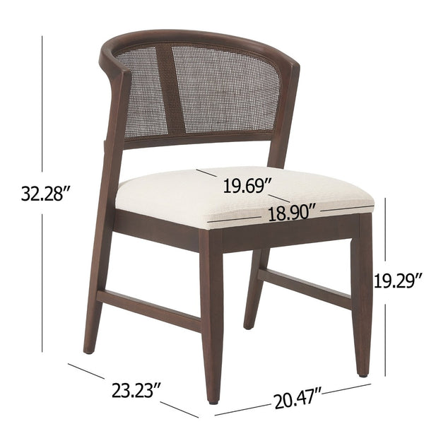 English Elm Modern Handwoven Rattan Back Armless Dining Chair Set Solid Rubberwood Bohemian Walnut N772P439624W