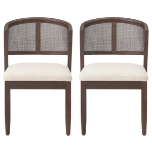 English Elm Modern Handwoven Rattan Back Armless Dining Chair Set Solid Rubberwood Bohemian Walnut N772P439624W
