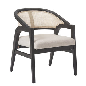 English Elm Modern Handwoven Rattan Arm Dining Chairs with Upholstered Seat Set of 2 Black N772P439639B