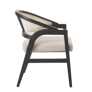 English Elm Modern Handwoven Rattan Arm Dining Chairs with Upholstered Seat Set of 2 Black N772P439639B