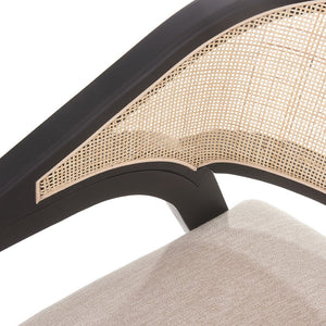English Elm Modern Handwoven Rattan Arm Dining Chairs with Upholstered Seat Set of 2 Black N772P439639B