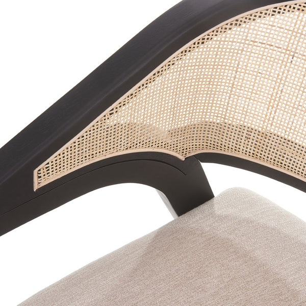 English Elm Modern Handwoven Rattan Arm Dining Chairs with Upholstered Seat Set of 2 Black N772P439639B