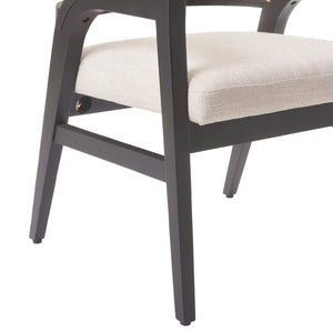 English Elm Modern Handwoven Rattan Arm Dining Chairs with Upholstered Seat Set of 2 Black N772P439639B
