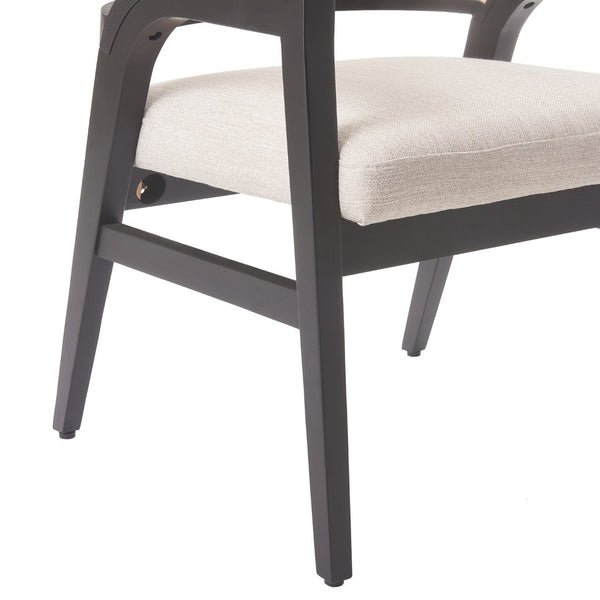 English Elm Modern Handwoven Rattan Arm Dining Chairs with Upholstered Seat Set of 2 Black N772P439639B