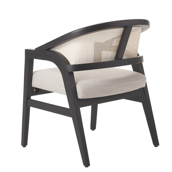 English Elm Modern Handwoven Rattan Arm Dining Chairs with Upholstered Seat Set of 2 Black N772P439639B
