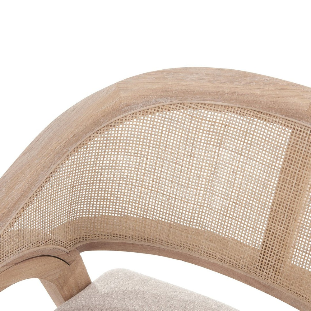 English Elm Modern Handwoven Rattan Arm Dining Chairs with Upholstered Seat Set of 2 Natural N772P439639N