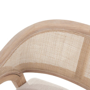 English Elm Modern Handwoven Rattan Arm Dining Chairs with Upholstered Seat Set of 2 Natural N772P439639N