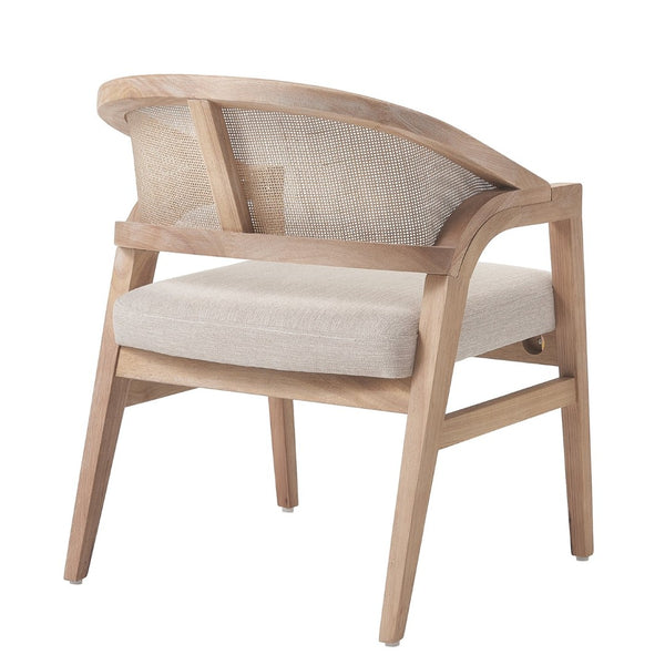 English Elm Modern Handwoven Rattan Arm Dining Chairs with Upholstered Seat Set of 2 Natural N772P439639N