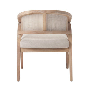 English Elm Modern Handwoven Rattan Arm Dining Chairs with Upholstered Seat Set of 2 Natural N772P439639N