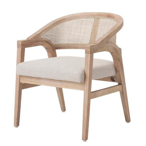English Elm Modern Handwoven Rattan Arm Dining Chairs with Upholstered Seat Set of 2 Natural N772P439639N