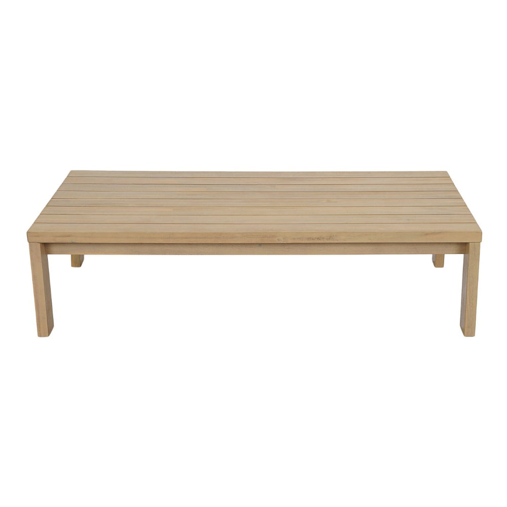 English Elm Outdoor Acacia Slatted Patio Coffee Table Teak Stain Low Profile Natural Grain N772P442264L