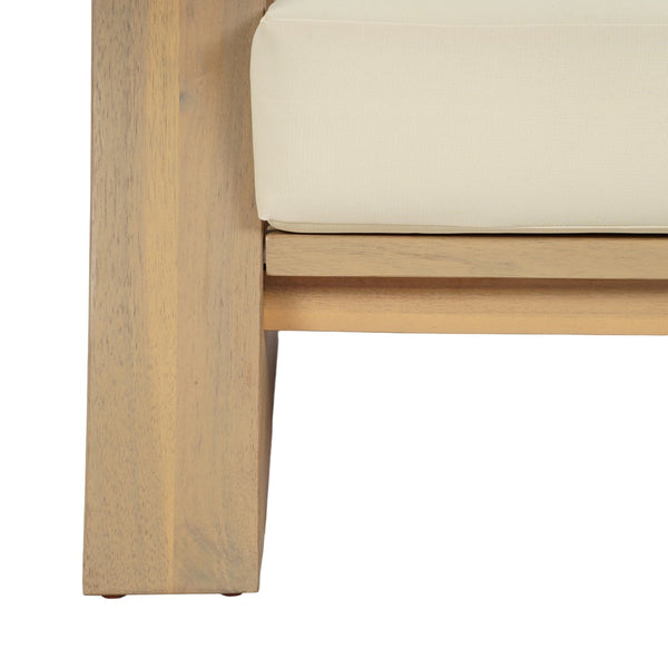 English Elm Outdoor Acacia Wood Club Chair Teak Finish with Thick Cream Cushions for Patio N772P442265L