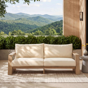 English Elm Outdoor Solid Acacia Patio Loveseat with Teak Finish and Thick Cream Cushions N772P442266L